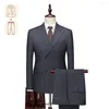 Costumes pour hommes Costume Boutique Gentleman rayé à double boutonnage - Élégance sur mesure haut de gamme - 5 styles pour hommes grands et grands