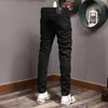 Мужские джинсы модельер -дизайнер мужчина высококачественная черная хаки коричневая растяжка Slim Fit Vintage Корейская повседневная джинсовая штаны Hombre