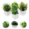 Dekoratif çiçekler 4 adet sahte yeşil yapraklar yapay süslemeler mini saksılar sahte dekorlar plastik ev bonsai ofis