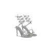 Lüks yüksek moda tasarımcı sandalet kristal yüksek topuklu elbise ayakkabıları akşam ayakkabıları kelebek dekorasyon 10 cm kutu