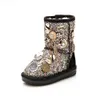 Buty buty zima dzieci dziewczyny bawełniane buty nastolatki aksamit gęstość ciepłe buty śliczne metalowe dekorację dla dzieci świąteczne prezenty Z230726