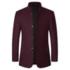 Men's Suits Mens Autumn And Winter Casual Fashion Woolen Coat Vintage Stand Collar Overcoat Windbreaker Ski Anorak Streetwear