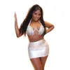 NIEUWE Designer Jurk Sets Vrouwen Zomer Sexy Spaghetti Halter BH en Bodycon Rok Twee 2 Stuk Sets Party Night Club Wear Bulk Groothandel Kleding 10041