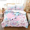 2023 Kawaii Animal Axolotl Ensemble de literie Simple Twin Full Queen King Size Ensemble de lit Aldult Kid Chambre Housse de couette Ensemble 3D Anime L230704