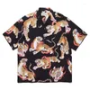 Camicie casual da uomo Camicia WACKO MARIA di alta qualità TimLehi Fire Ring Tiger Totem Hawaiian maniche corte oversize e 1: 1 da donna