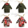 Down Jas MUABABY Kids Winter Warme Dikke Jas Kinderen Lange Jas Hooded Katoenen Kleding Tiener Mode Bovenkleding 2- 12T HKD230725