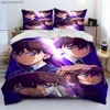 Detektiv conan tecknad anime tröskel sängkläder set täcke täcke säng set quilt täcker fodral king queen size sängkläder set barn l230704