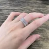 Cluster Rings Spring Qiaoer Luxury 925 Sterling Silver Emerald Cut Lab Sapphire Gemstone Gift Party Wedding Gift Jewelry Ring For Women Band