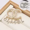 Luxury Brand Designer Double Letter Pins Brooches Women Gold Silver Crysatl Pearl Rhinestone Cape Buckle Brooch Suit Pin Wedding Party Jewerlry Accessories Gifts