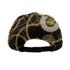 Ball Caps Noisydesigns Luxury Black Baseball Cap Women Men Outdoor Visor Hats Adult Snapback Gold Chain Circle Femme Luxe 2023 Dropship