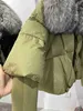 Damen-Daunenparkas FURYOUME Damen-Wintermantel, weiße Entendaunenjacke mit großem echtem Silberfuchspelzkragen, weibliche lose Oberbekleidung, modischer Mantel HKD230725