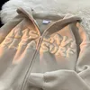 Damen Hoodies Sweatshirts American Letter Print Cardigan Y2K Street HipHop Trend Paar Lazy Wind Loose Zipper Coat 230725