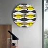 Wall Clocks Drop Geometry Yellow Grey Clock Modern Design Stickers Home Decor Living Room Digital Bedroom Watch