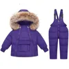 Down Jas Kinderen Kleding Set Jongens Meisje kinderen Snowboard Winter Warm Skipak Waterdichte Outdoor Sport Jas Broek Snowsuit Baby HKD230725