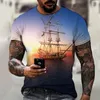 Magliette da uomo Magliette da uomo estive Magliette da nave Maglietta a maniche corte con girocollo stampato 3D per magliette oversize Cool Tee Homme