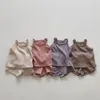 Ensembles de vêtements 2023 été bébé sans manches vêtements ensemble solide infantile fronde gilet Shorts 2 pièces costume garçon fille mince coton enfant en bas âge tenues