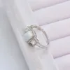 Hot selling retro S925 sterling silver plated platinum square Australian Treasure European and American women's ring exquisite