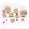 Boule de perles rondes en bois naturel non fini de 4 mm à 50 mm, perles rondes à faire soi-même pour la fabrication de bijoux et l'artisanat d'art, projet d'accessoires (avec trous)