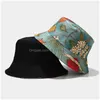 Stingy Brim Hatts Double-Sided Wear Printed Tropical Plants Cap Reversible Bucket Hat Summer Sun Caps for Women Män Drop Delivery Fashi Dhlkp