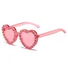 Solglasögon Vintage Pink Heart Diamond for Women Designer Sun Glasses Ladies Retro Hip Hop Cool Eyewear UV400