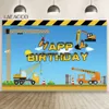 배경 재료 라 에코 코 굴삭기 트럭 사진 배경 배경 소년의 생일 빌딩 배경 파티 장식 사진 사진 사진 스튜디오 x0724