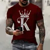 T-shirt da uomo Summer Poker K T-shirt con stampa 3D Abiti di moda di strada europei e americani Grandi taglie larghe Asciugatura rapida XXS-6XL