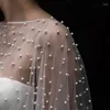 Écharpes De Mariage Wraps Tulle Capes Perles Châles Avec Broderie Délicate Demoiselle D'honneur Capelet Shrug Pour La Soirée De Soirée