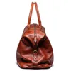 Duffel Bags Leather travel handbag High quality business laptop handbag Large capacity shoulder strap Jean jacket fitness bag 230724