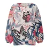 Kvinnors blusar Vintage Butterfly Flower Shirt Casual Loose Bubble Sleeve Leaf Printing For Women Blusa Mujer Moda 2023