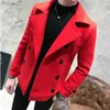 Men' Blends Fashion Men Double Breasted Windbreaker Solid Color Slim Short Woolen Coat Winter Casual Warm Size 5XL 230725