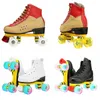 Inline-Rollschuhe Skating-Schuhe Patines Wrotki Leder-Rollschuhe Double Line Skates Schuhe Damen Dame Erwachsene Skating-Rollen Pu 4 Räder Patins HKD230720