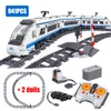 Blocchi 941PCS Tecnico RC Modello di treno ad alta velocità Energia elettrica Batteria Parti del motore Telecomando Giocattoli da costruzione per bambini Ragazzi 230724