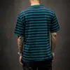 Nowa koszulka męska 2023 Letnia moda O Neck z krótkim rękawem Hip Hop Striped T-shirt Man Casual Oversize Top Tees Streetwears 5xl