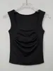 Kvinnors T -skjortor Womengaga Korea Style Slim Breast Cushion Forme Pleated Square Neck Short Vest Women Tank Tops Sweet 2023 T8JZ