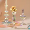 Andra evenemangsfest levererar iriserande ljushållare Rainbow Nordic Vase Flower Home Decoration Table Decor Room Glass Stick Holder 230725