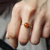 Cluster Rings Inspired By The Natural Seed Chalcedony Egg Round Opening Adjustable Ring Elegant Charm Retro Female Silver Jewelry