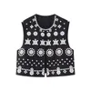 Women's Tanks 2023 Summer Wear Mirror Inlaid Embroidery Cardigan Vest Round Neck Sleeveless Slim Short Style Top Jacket