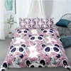 Cartoon cute panda Polyester Bedding Sets Child Kids Covers Boys Bed Linen Set for Teens king size bedding set