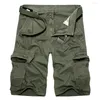 Shorts Masculino Simples Masculino Cargo Militar Exército Verde Algodão Casual Masculino Multi Bolsos Calça Curta Tática Com Cinto Drop