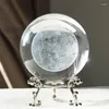 Декоративные фигурки HD Globe Galaxy Miniatures Crystal Ball 3D лазерная гравированная 70 -миллиметровая лунная стеклянная сфера с металлическим базовым декором дома