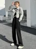 Pantalon Femme Femme Taille Haute Côté Split Pantalon Coréen Femmes Cordon Pantalon De Survêtement Pantalon Été Casual Y2k Mode Coton Entraînement