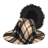 Bérets Fedora chapeau automne hiver feutre casquettes Jazz Plaids Style britannique casquette femmes hommes unisexe adulte laine Panama Trilby chapeaux