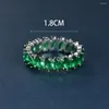 Wedding Rings Female Stacking Full Green Stone Ring Silver Color Marquise Cut Zircon Vintage For Women Engagement Jewelry