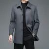 Men 'Blends High Quality Mens Winter JacketsとCoats Business Casual Woolen Long Overcoat Men Turn Down Collar 230725