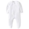 Barboteuses nées Pyjamas à Pieds Fermeture Éclair Fille et Garçon Barboteuse Combinaison à Manches Longues Coton Solide Blanc Mode 0 12 Mois Bébé Vêtements 230724