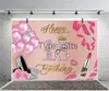 Achtergrond Materiaal Roze 18e foto achtergrond meisje Happy Birthday Party meisje jongen rose goud zwart foto achtergrond banner decoratie rekwisieten x0724