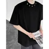 T-shirt da uomo T-shirt estiva a maniche corte T-shirt da uomo oversize con spalline Streetwear T-shirt coreana allentata con scollo a V da uomo M-2XL