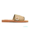 Projektant Woody Sandals Light Tan Beige Biała czarna różowa koronkowa literta materiał płócien