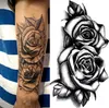 Waterproof Double Rose Temporary Tattoo Sticker Flower Rose Flash Sexy Fake Black Rose Tattoos Body Art Arm Fake Sleeve Tattoo