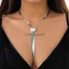 Hanger Kettingen Ingemark Unieke Sexy Flat Blade Snake Chain Ketting voor Vrouwen Wed Bridal Vintage Imitatie Parel Liefde Hart Hanger Y2K Sieraden J230725